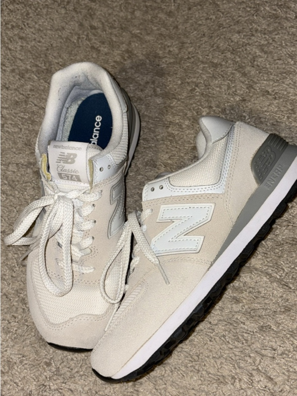 New Balance Women’s Beige and Gray 574 Retro Sneakers